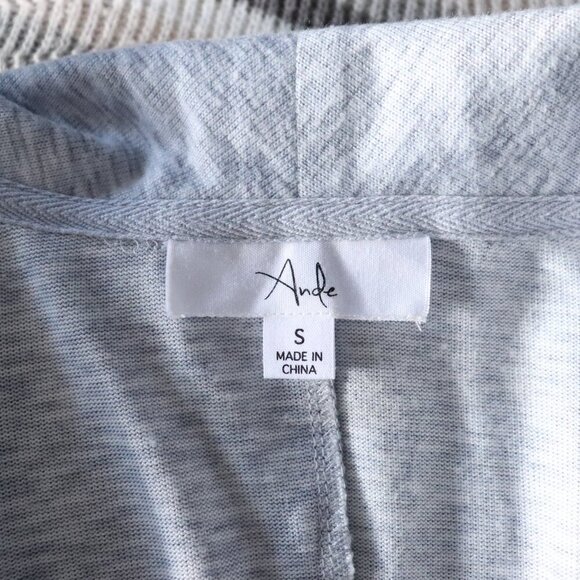 Ande Women's Small Grey Soft Casual Belted Collared Long Sleeve Cardigan Robe - Picture 10 of 12